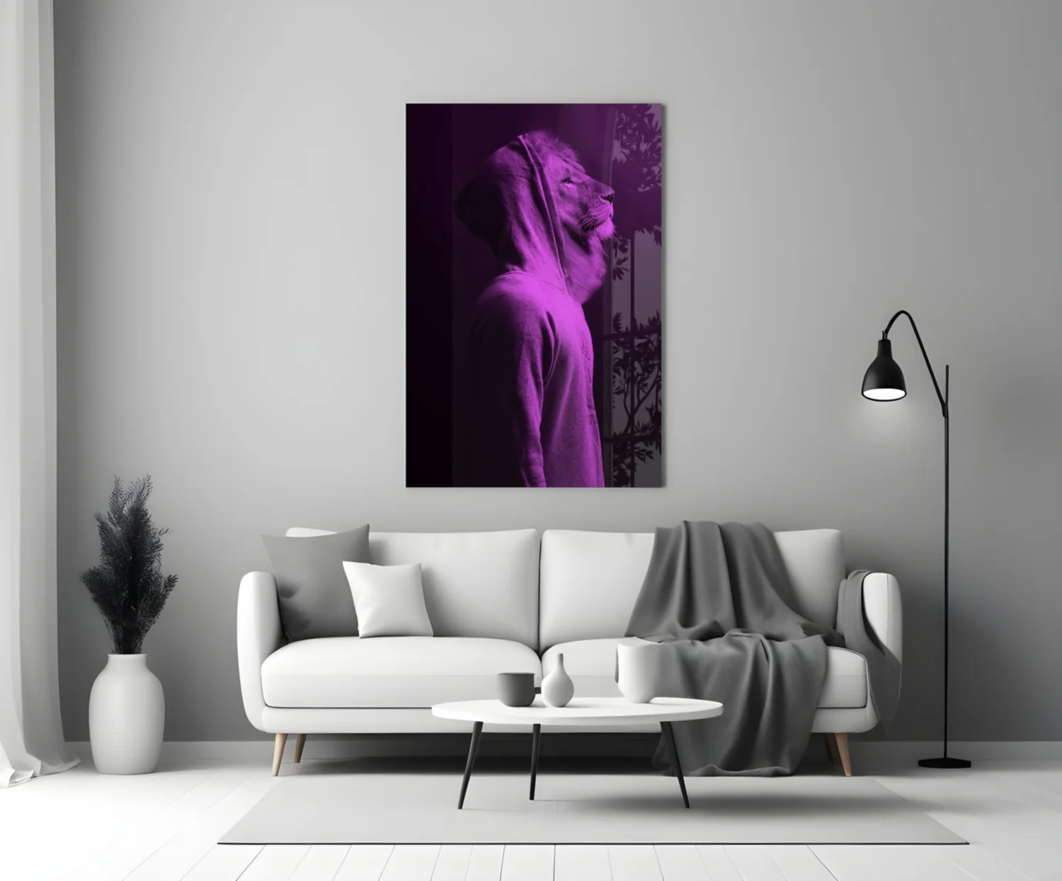 Purple Lion Head Glass Wall Art - Image 3