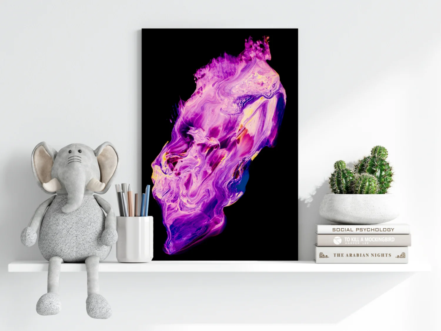 Purple Magenta Fluid Pour Aluminum Print - Image 6
