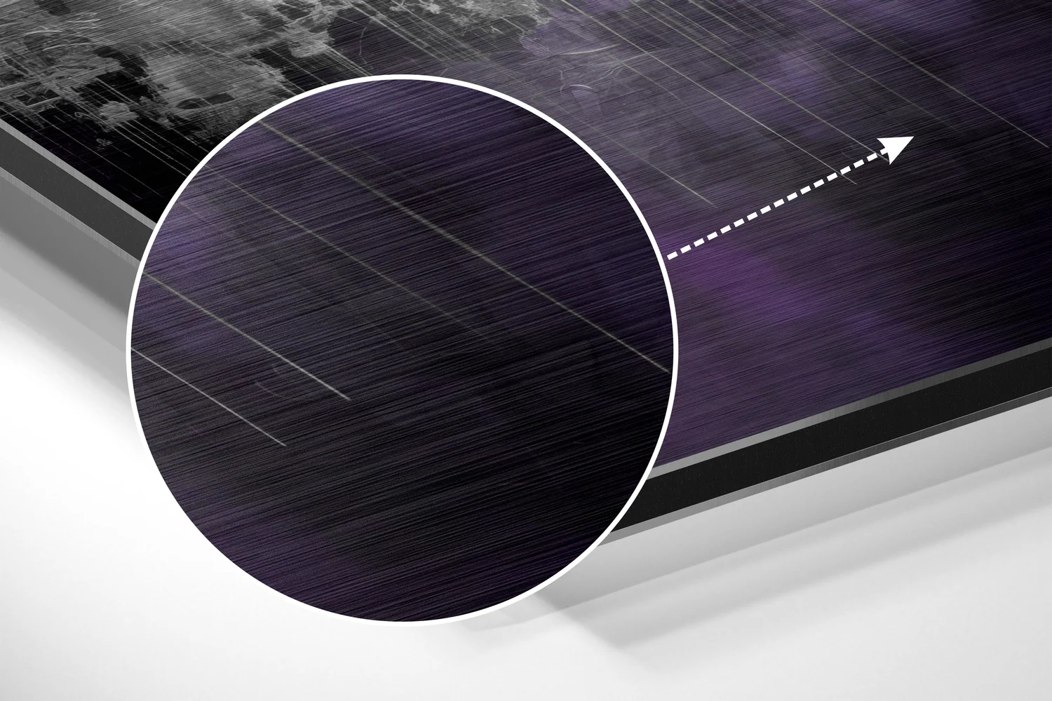 Purple Mirrored City Skyline Brushed Aluminum Dibond Wall Art - Image 3