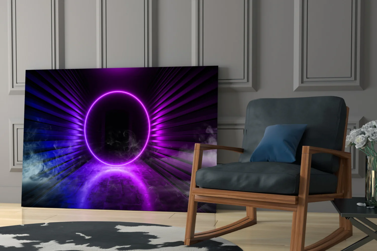Purple Neon Ring Gateway Glass Wall Art - Image 6