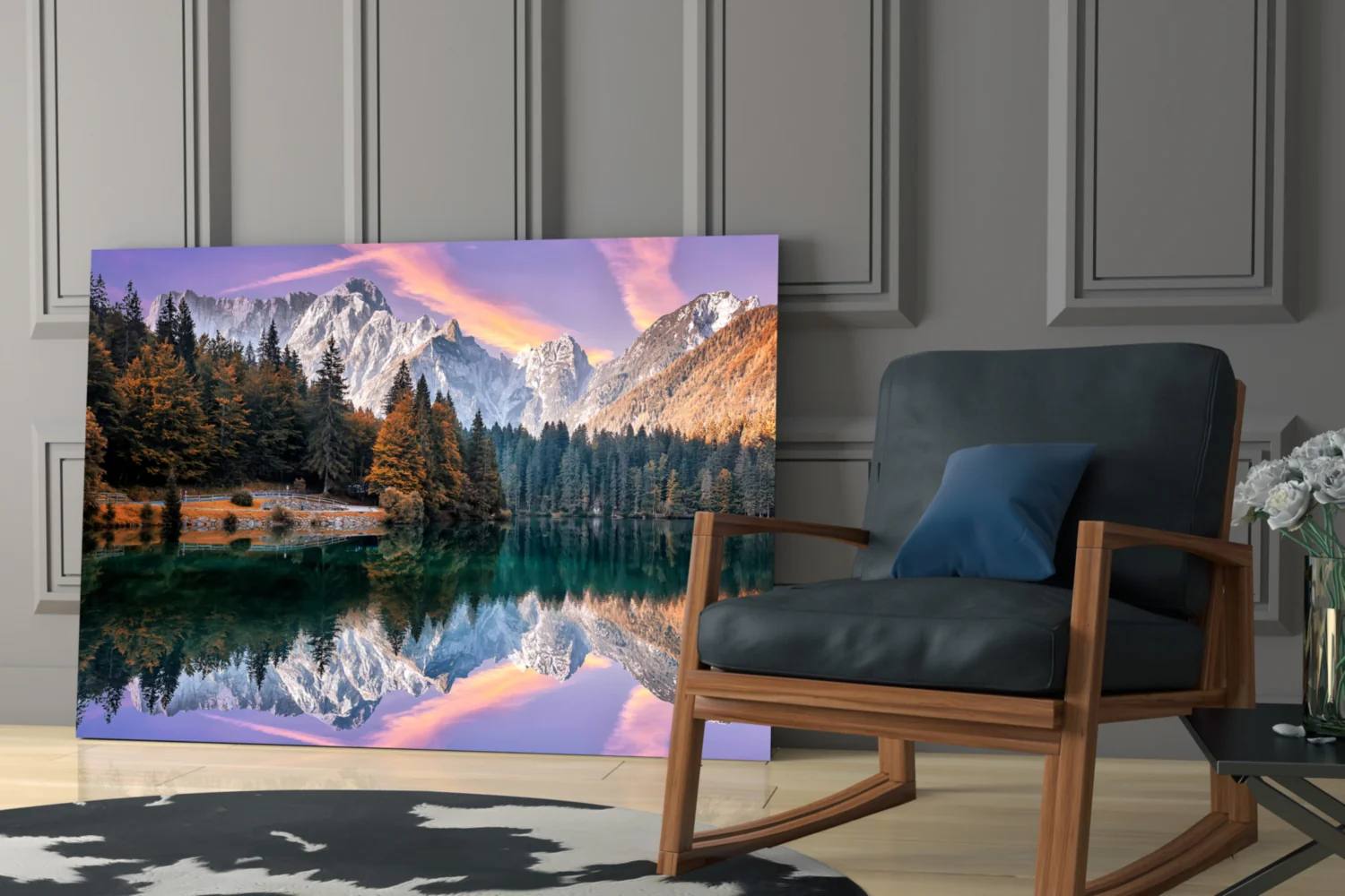 Purple Sky Alpine Lake Glass Wall Art - Image 6