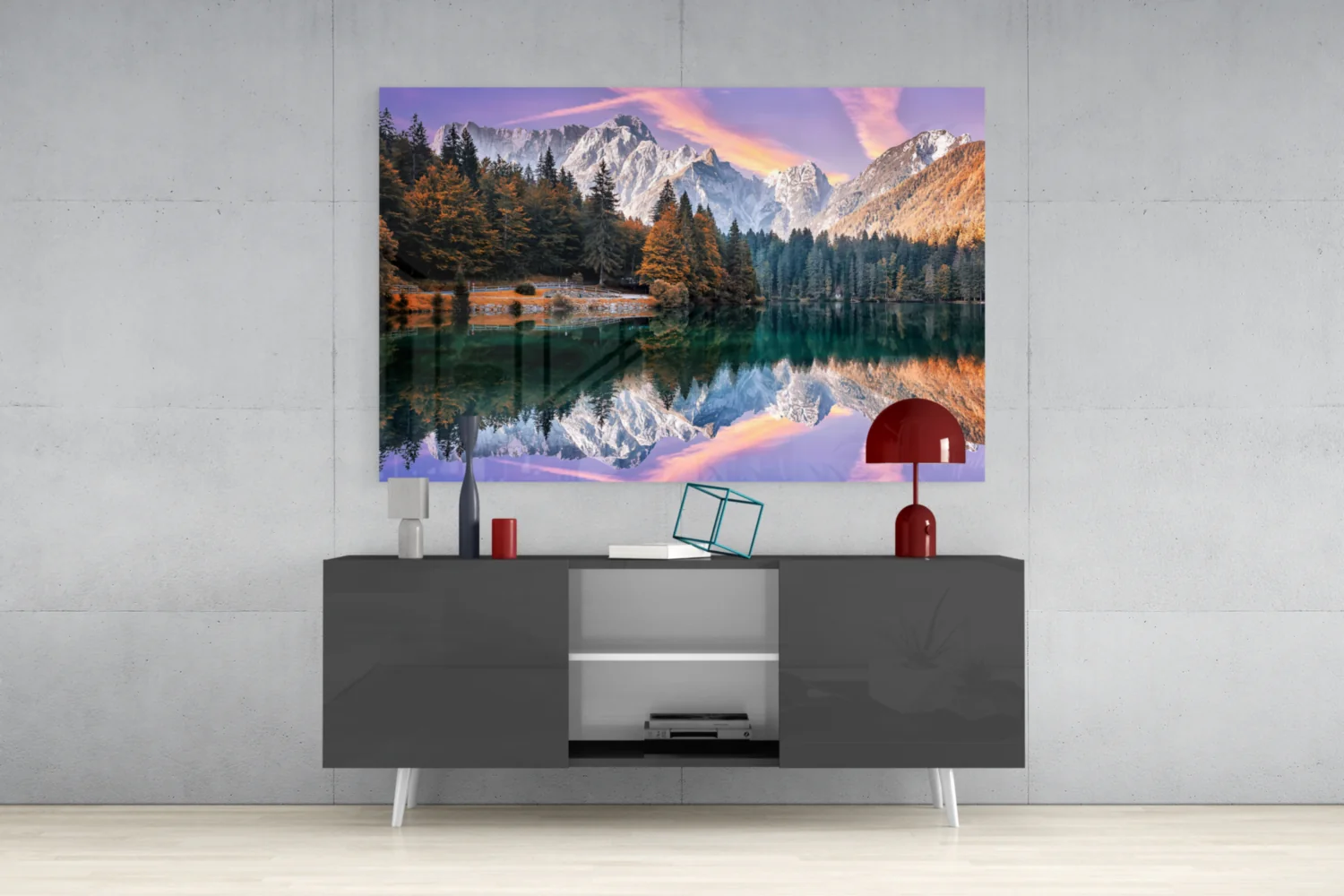 Purple Sky Alpine Lake Glass Wall Art - Image 8