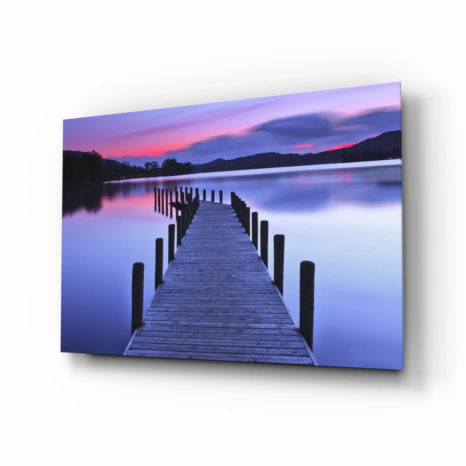 Purple Twilight Mountain Jetty Glass Wall Art - Image 2