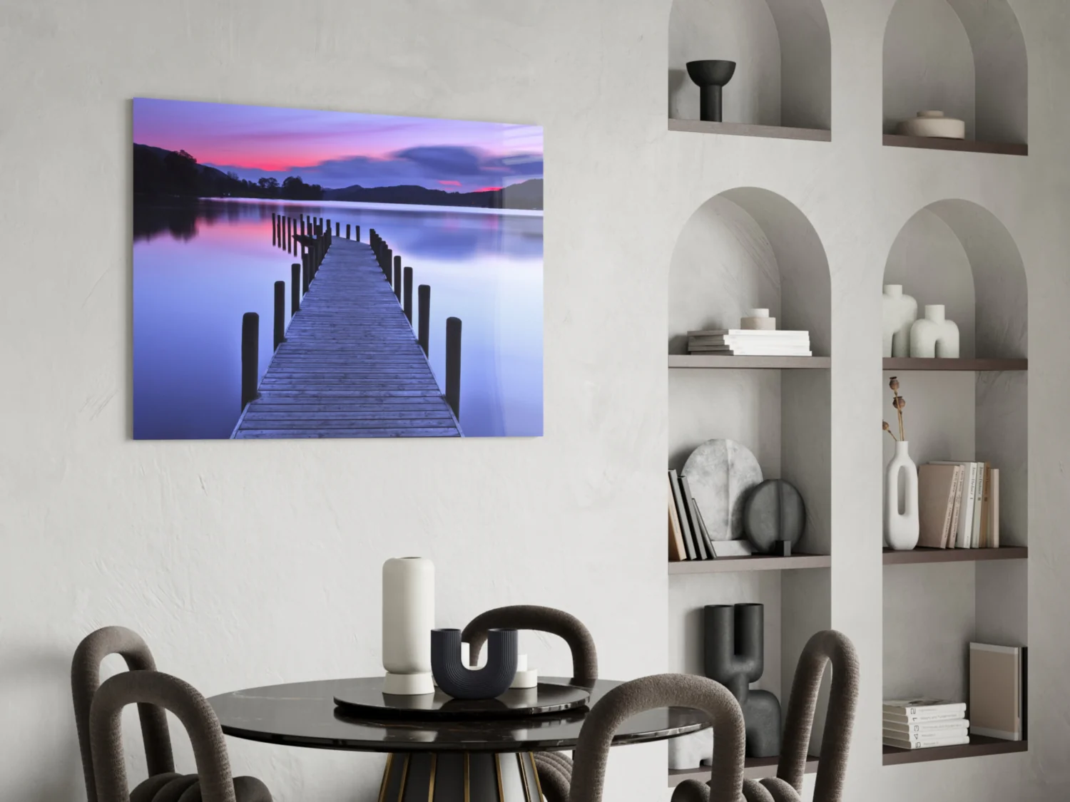 Purple Twilight Mountain Jetty Glass Wall Art - Image 6