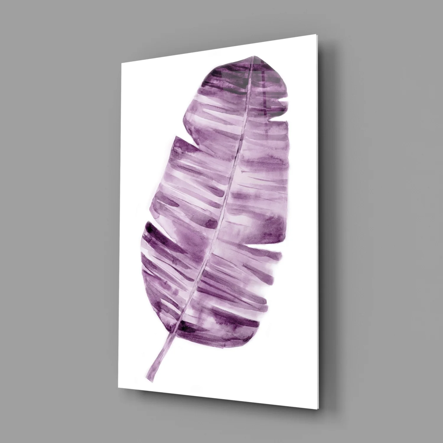 Purple Watercolor Banana Leaf Glass Wall Art - Image 2