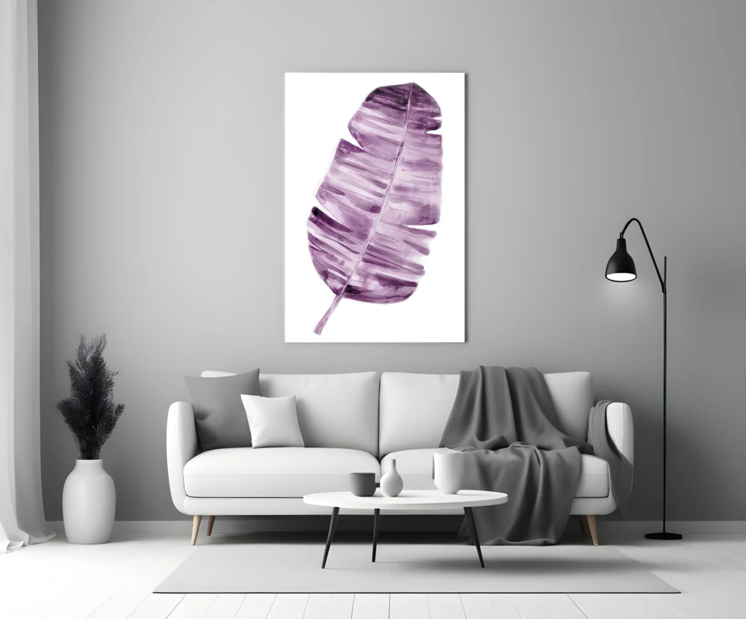 Purple Watercolor Banana Leaf Glass Wall Art - Image 3
