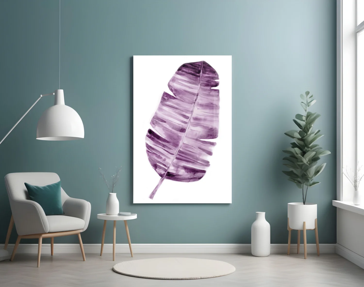 Purple Watercolor Banana Leaf Glass Wall Art - Image 4