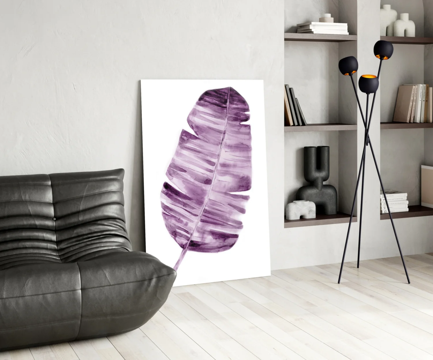 Purple Watercolor Banana Leaf Glass Wall Art - Image 5