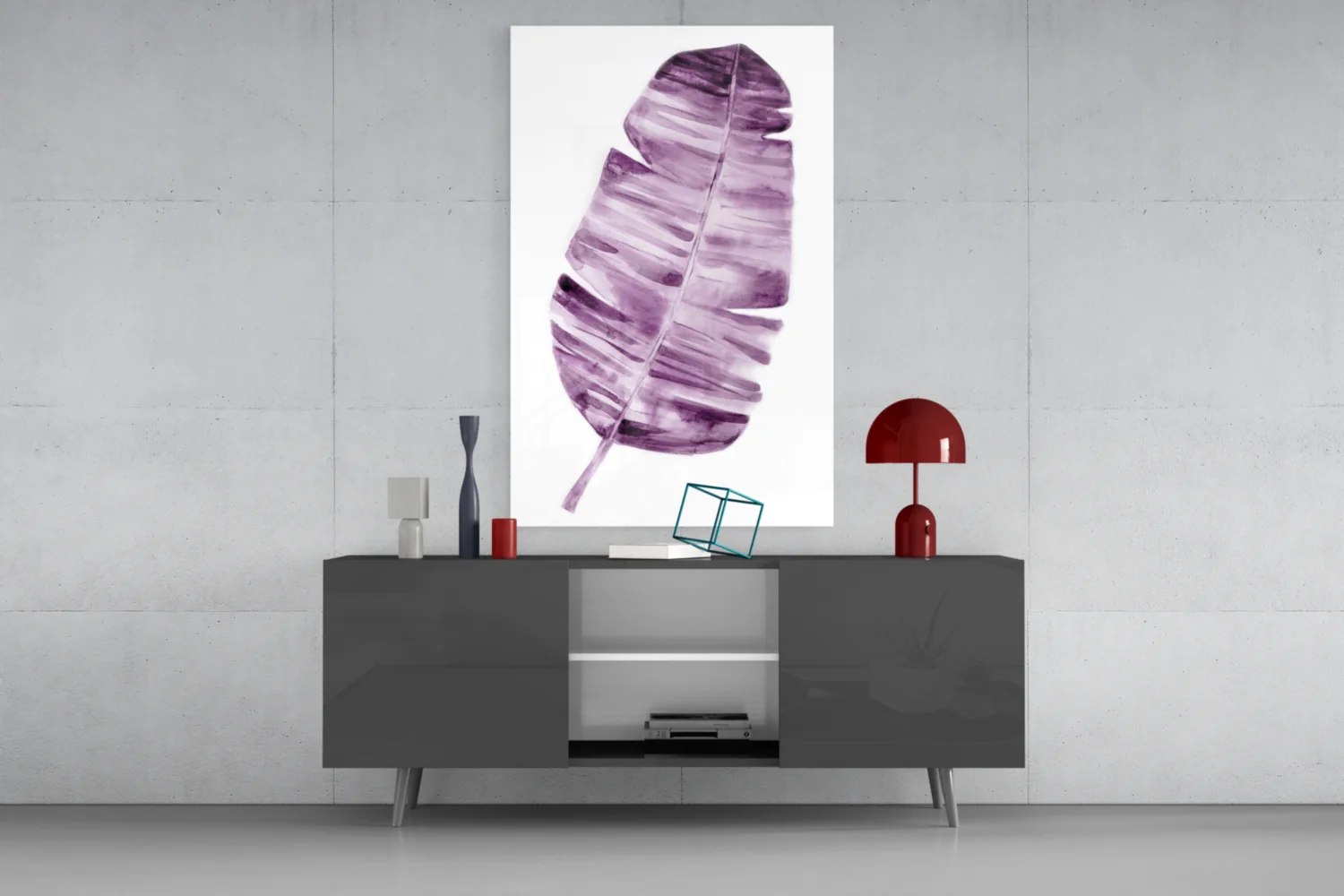 Purple Watercolor Banana Leaf Glass Wall Art - Image 8