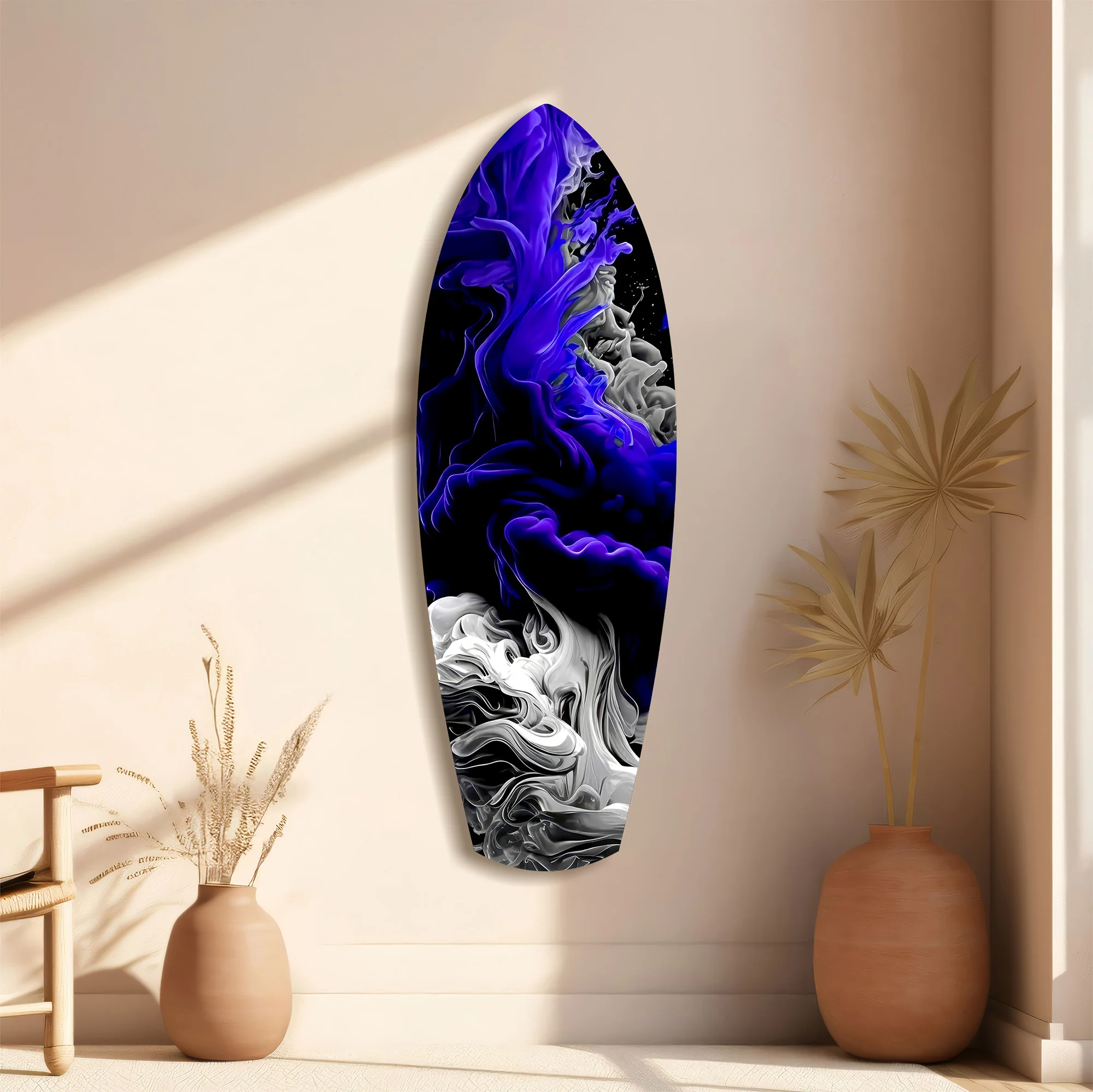 Purple White Smoke Ink Storm Glass Wall Art - Image 11