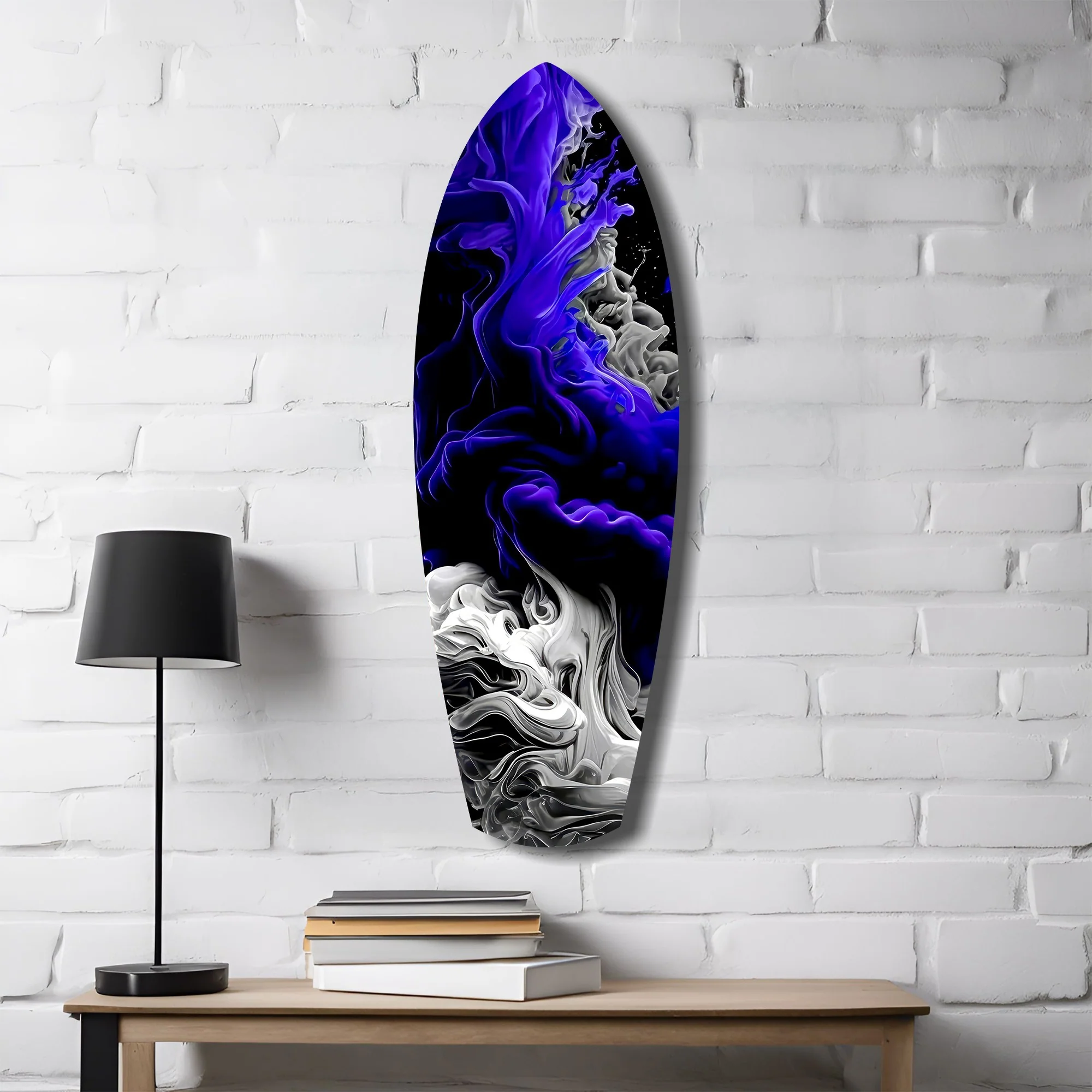 Purple White Smoke Ink Storm Glass Wall Art - Image 4
