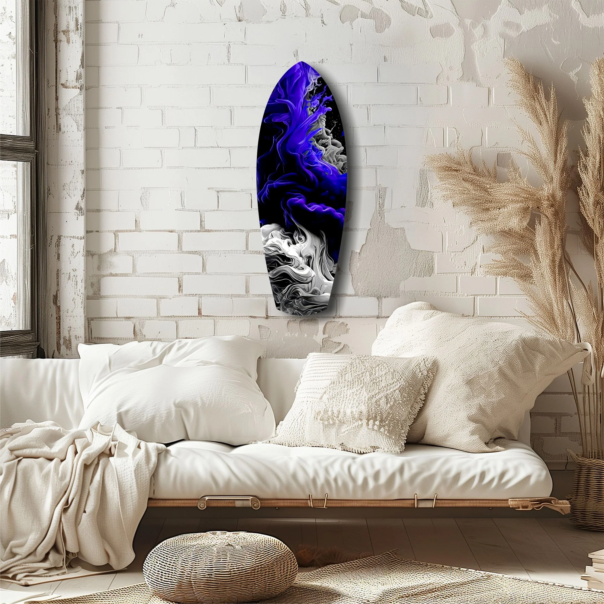Purple White Smoke Ink Storm Glass Wall Art - Image 6