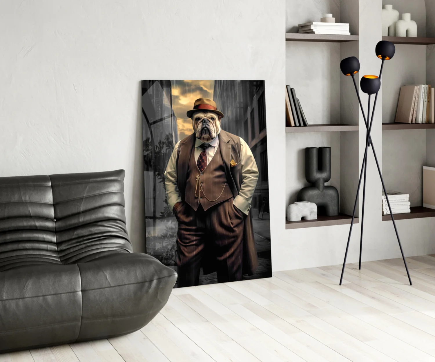 Bulldog in a Suit Glass Wall Art|| Designer's Collection - Image 6