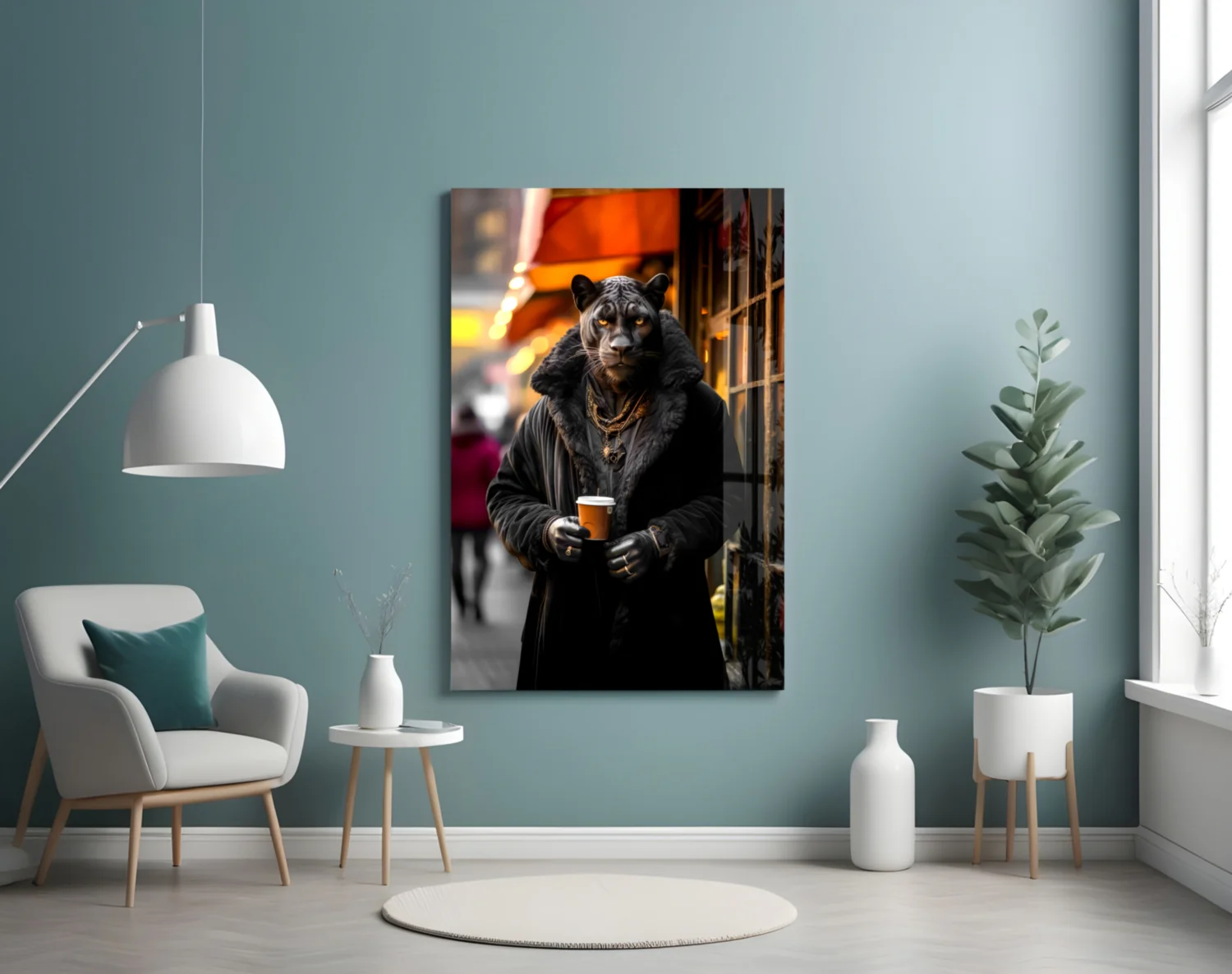 Java the Leopard Glass Wall Art || Designer's Collection - Image 5