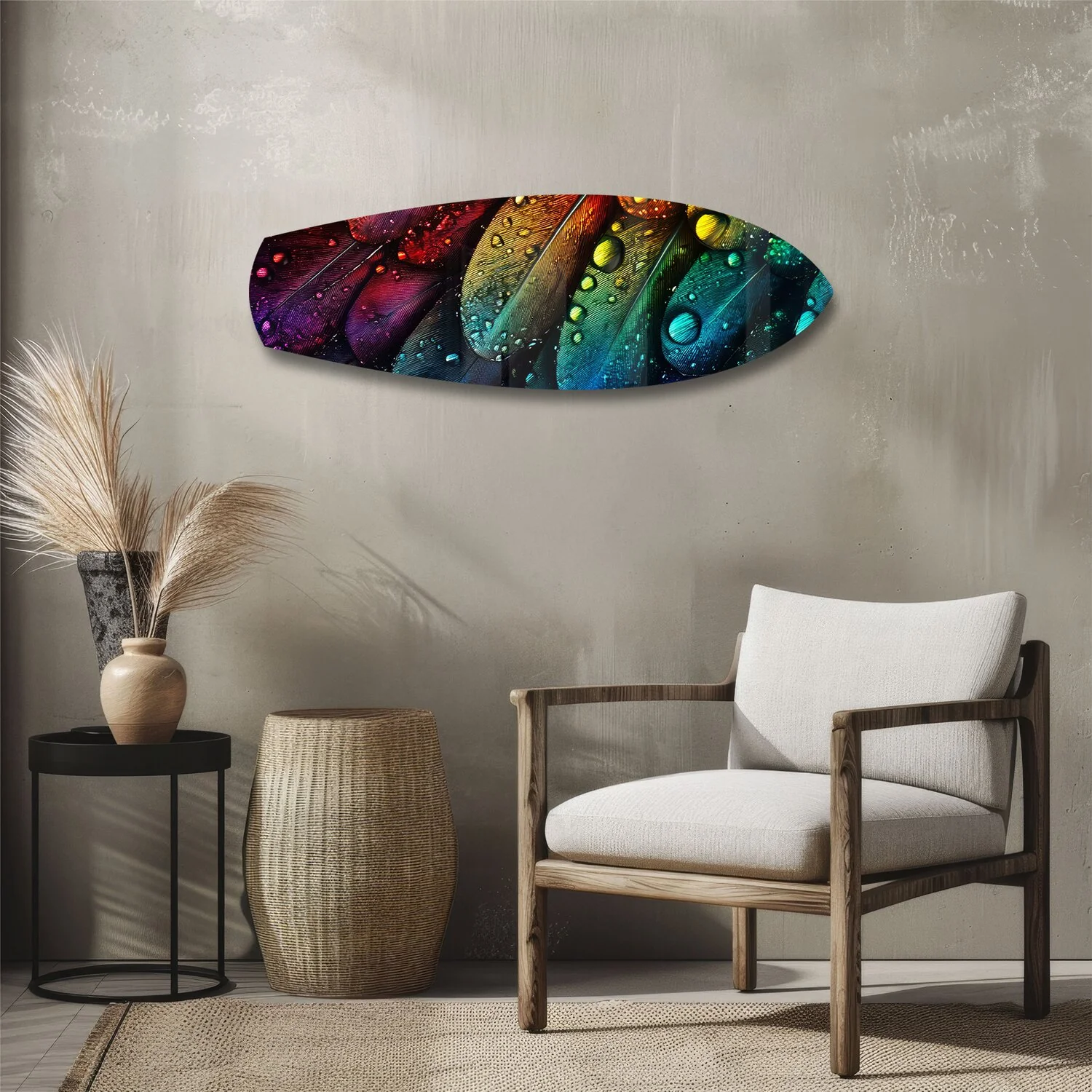 Rainbow Feather Macro Glass Wall Art - Image 3