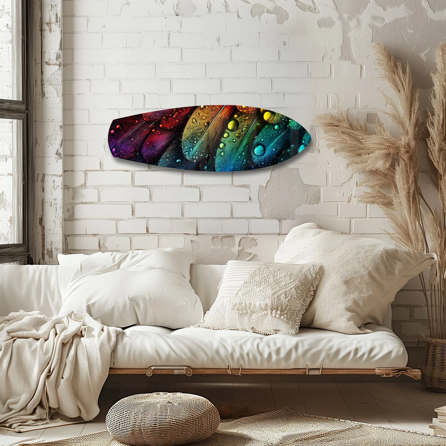 Rainbow Feather Macro Glass Wall Art - Image 4