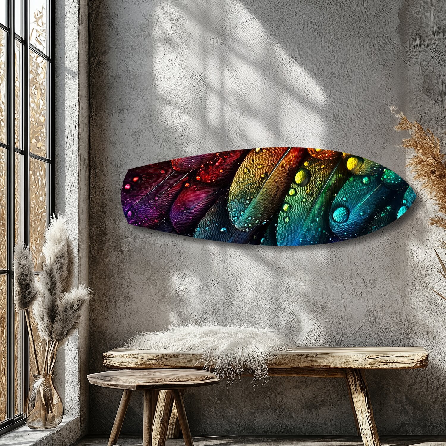 Rainbow Feather Macro Glass Wall Art - Image 9