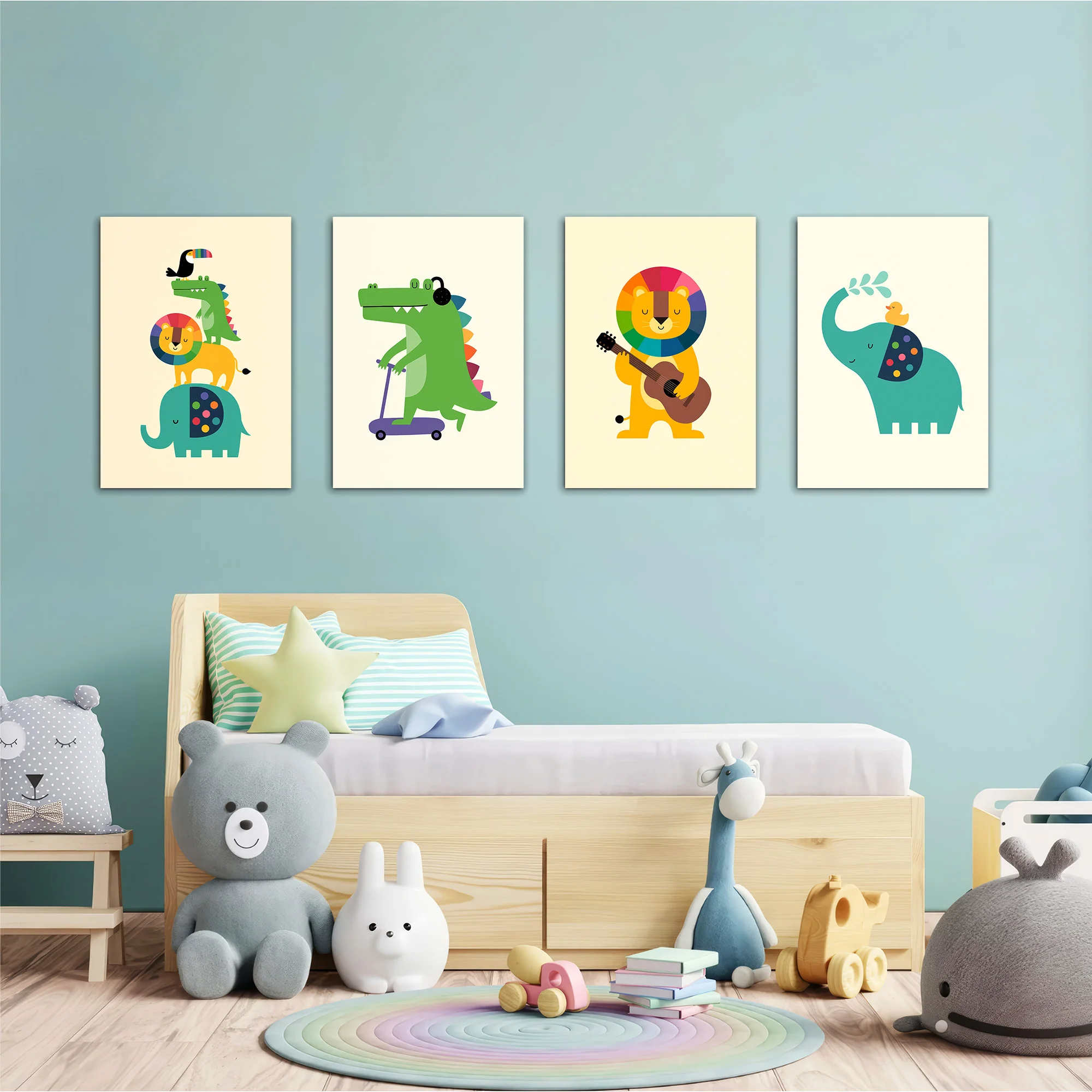 Rainbow Mane Animals 4 Pieces Kids Metal Wall Art - Image 2