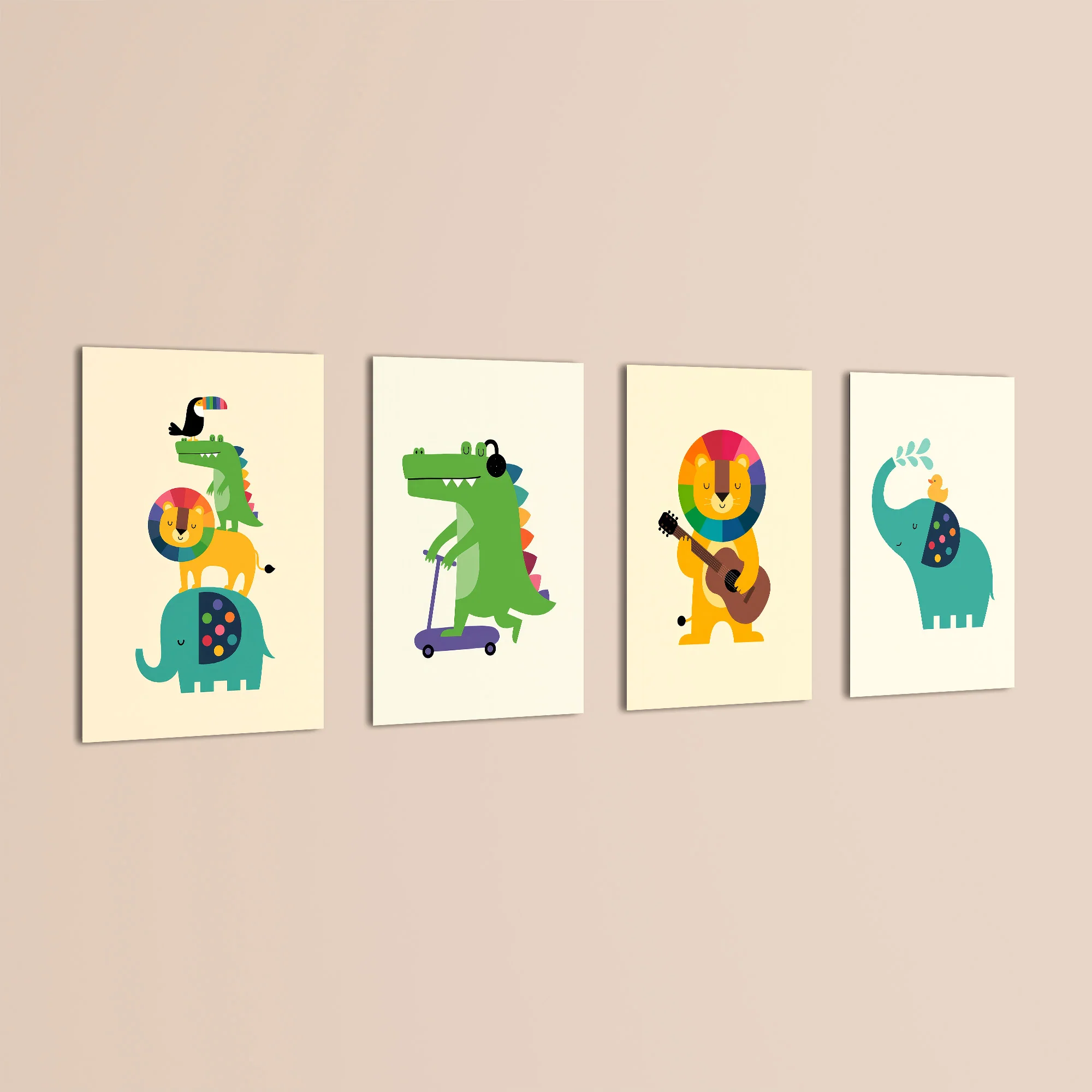 Rainbow Mane Animals 4 Pieces Kids Metal Wall Art - Image 3