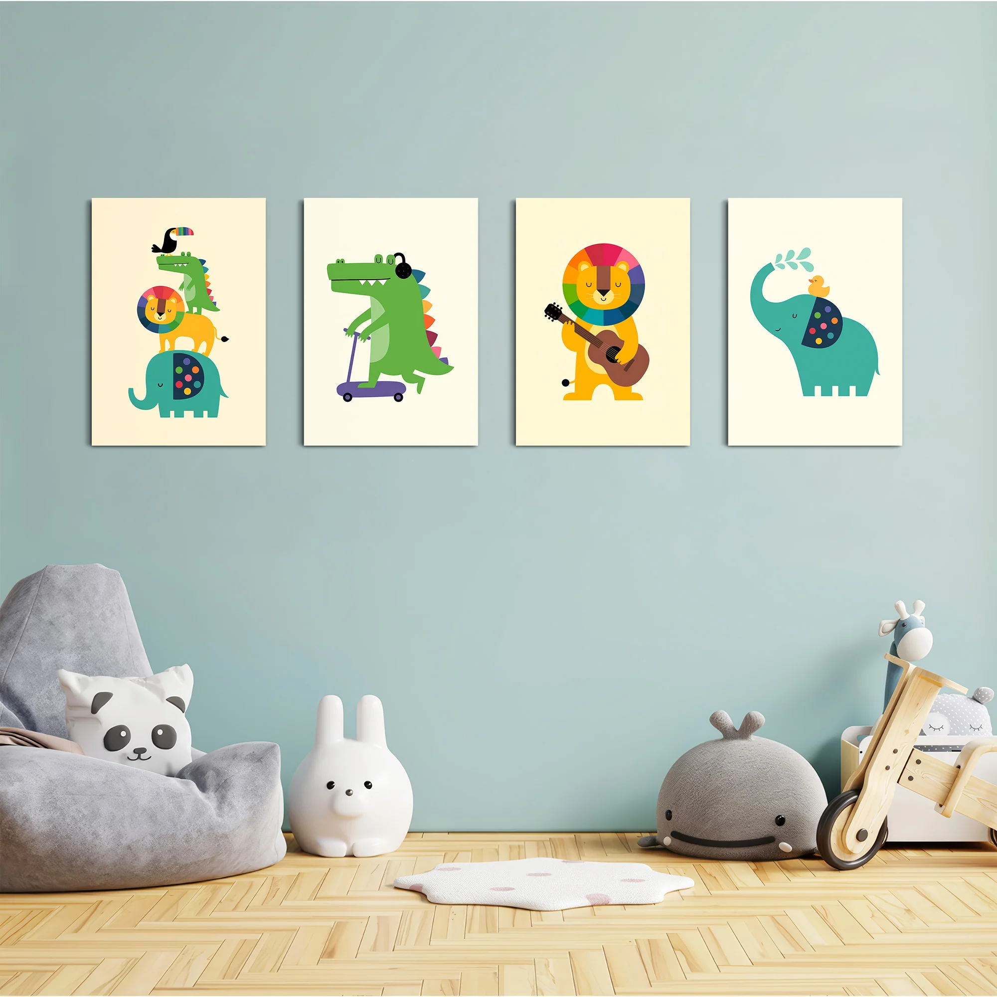 Rainbow Mane Animals 4 Pieces Kids Metal Wall Art - Image 4