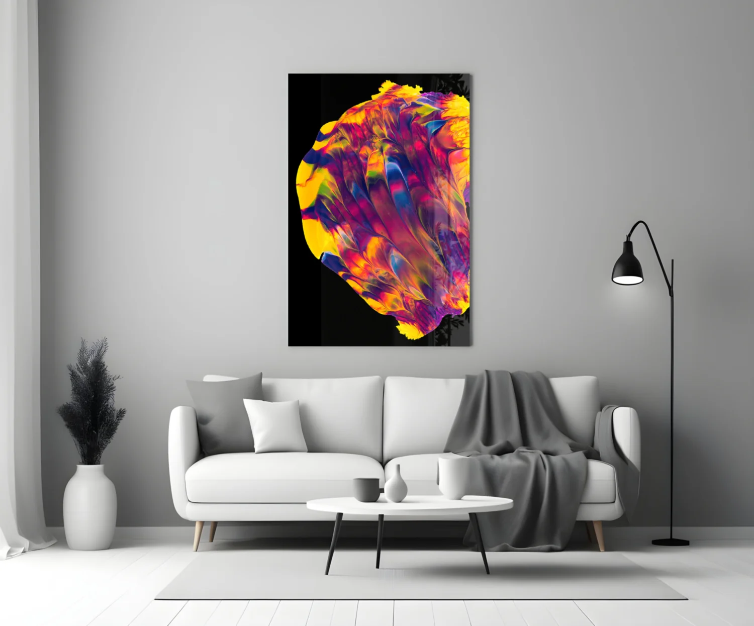 Rainbow Marbled Paint Glass Wall Art - Image 3