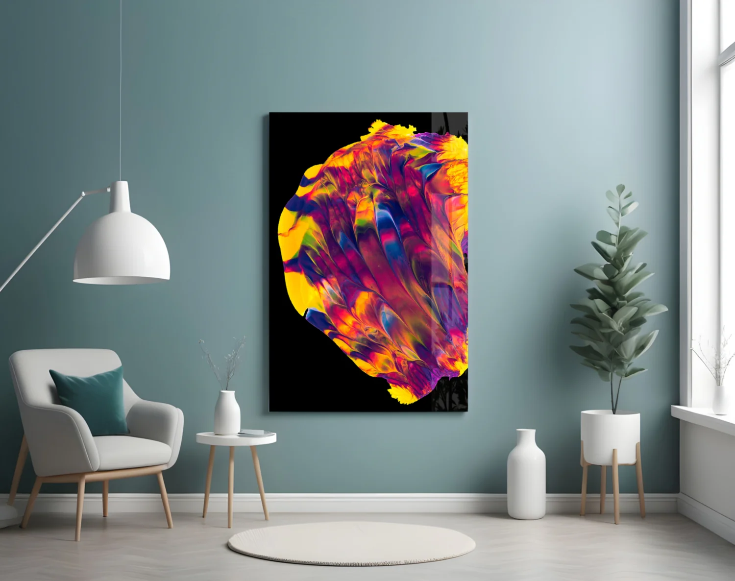 Rainbow Marbled Paint Glass Wall Art - Image 4