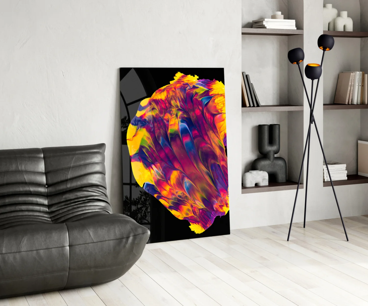 Rainbow Marbled Paint Glass Wall Art - Image 5
