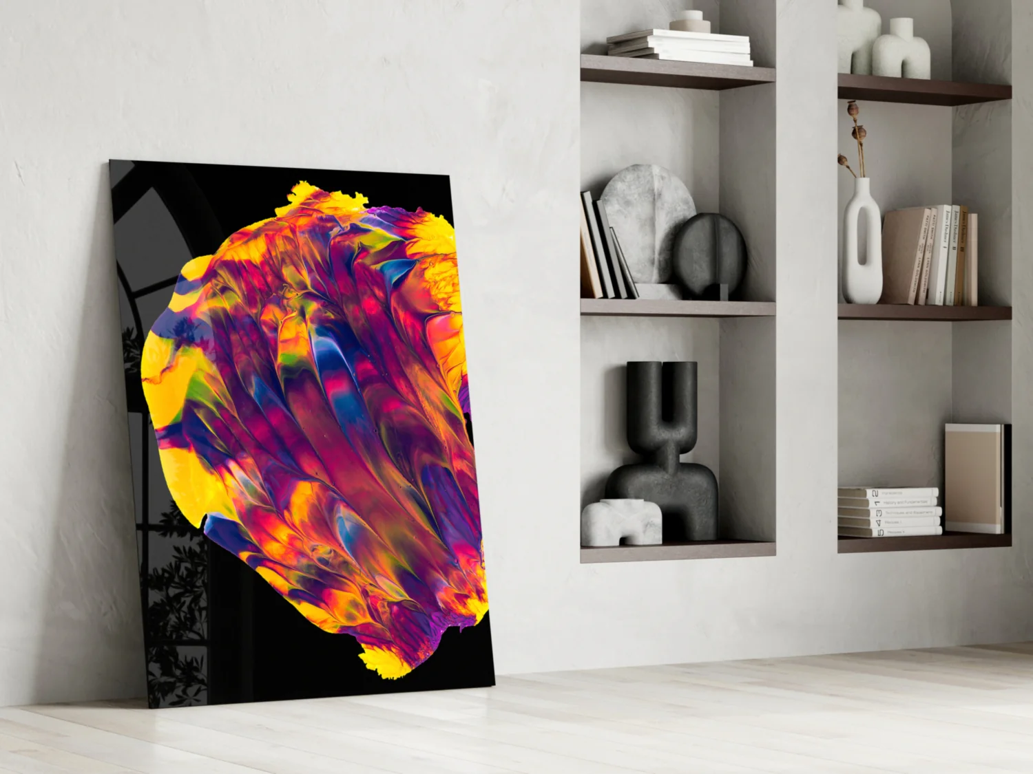 Rainbow Marbled Paint Glass Wall Art - Image 6