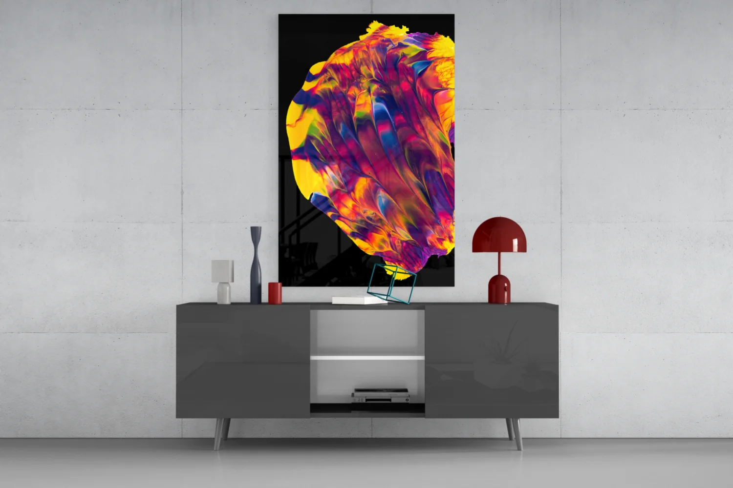 Rainbow Marbled Paint Glass Wall Art - Image 8