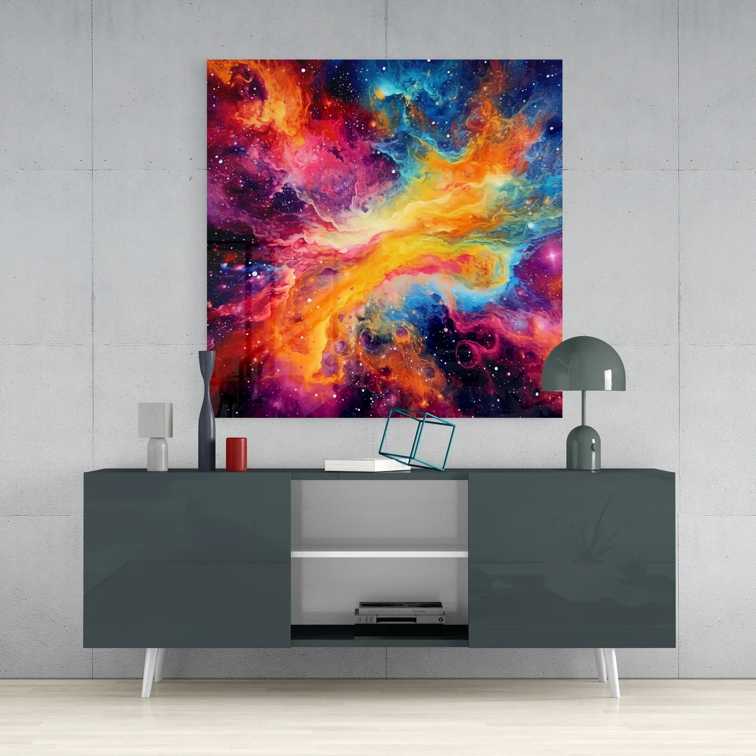 Rainbow Nebula Cosmos Glass Wall Art - Image 4