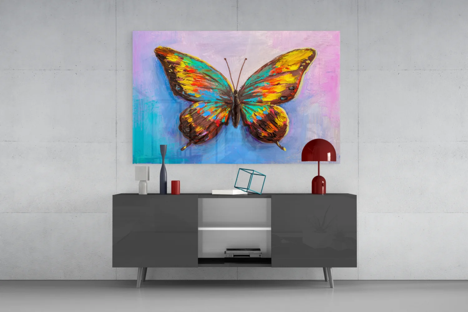 Rainbow Oil Paint Butterfly Glass Wall Art - Image 8
