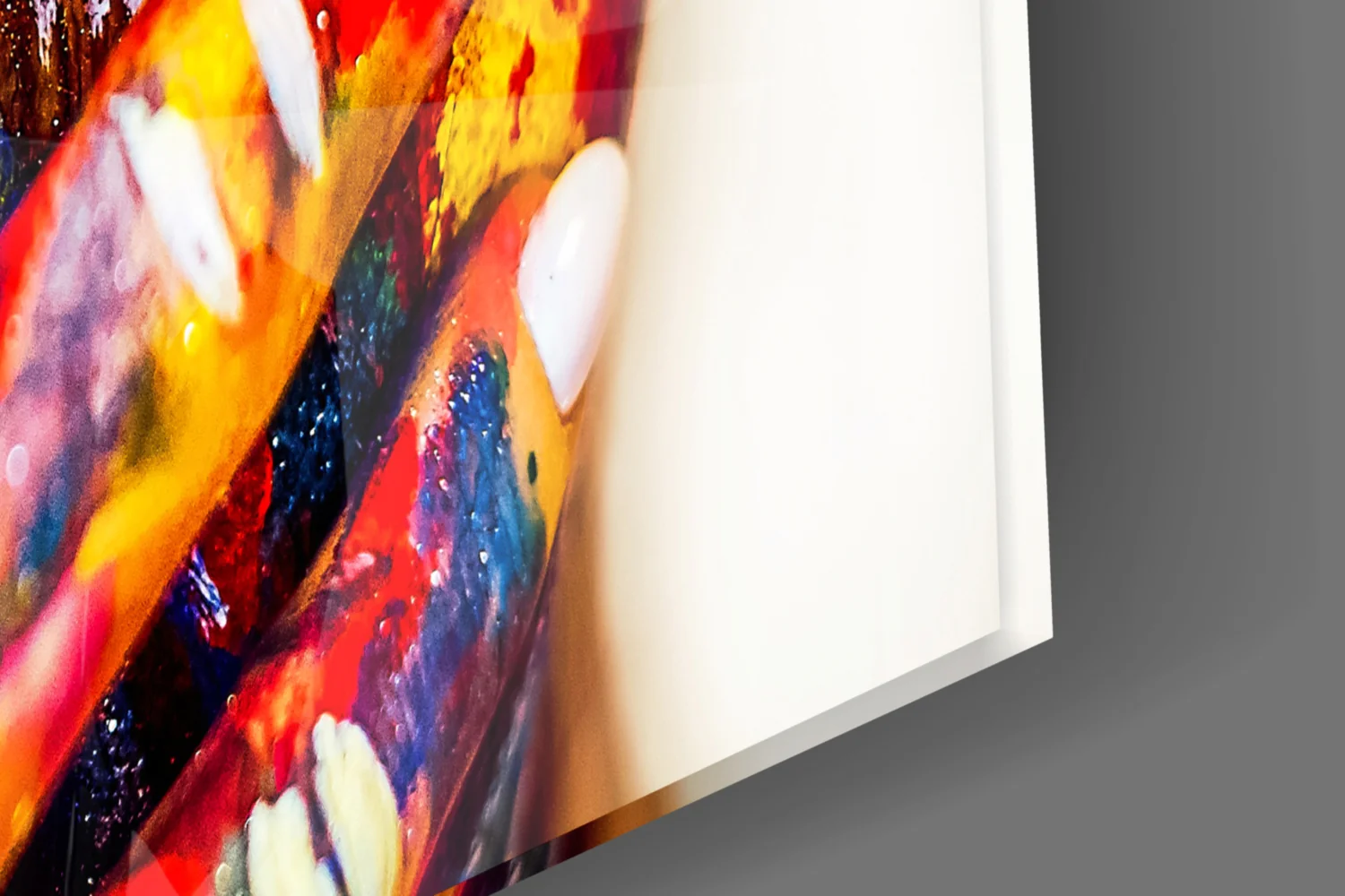 Rainbow Paint Covered Face Glass Wall Art - Image 7