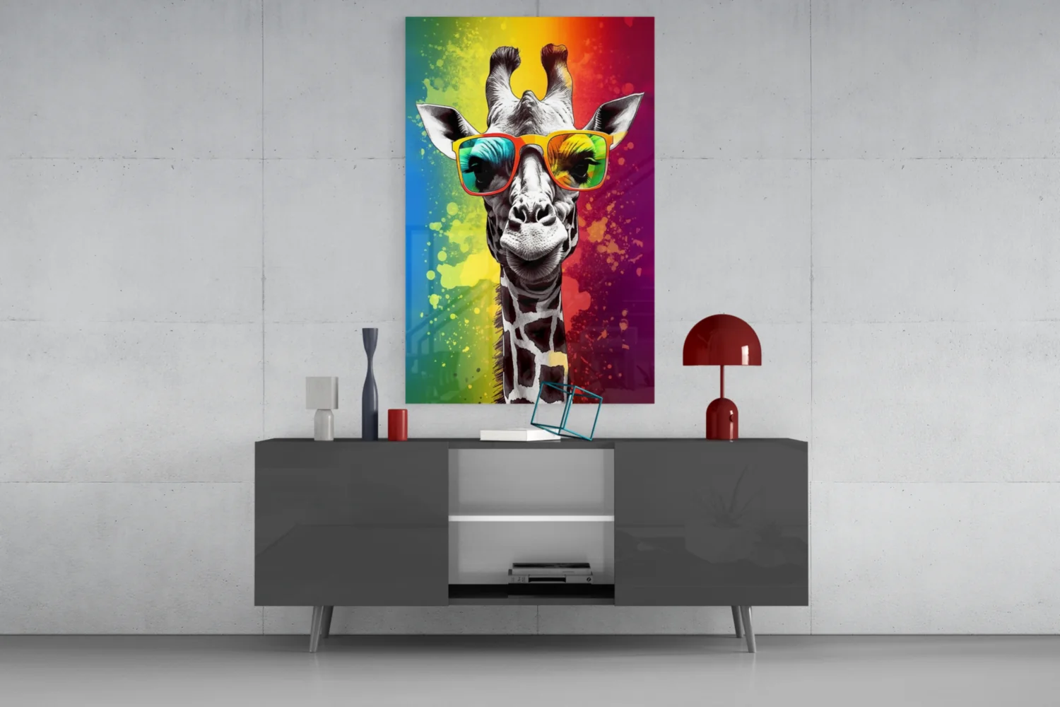 Rainbow Stripe Giraffe Glass Wall Art - Image 8