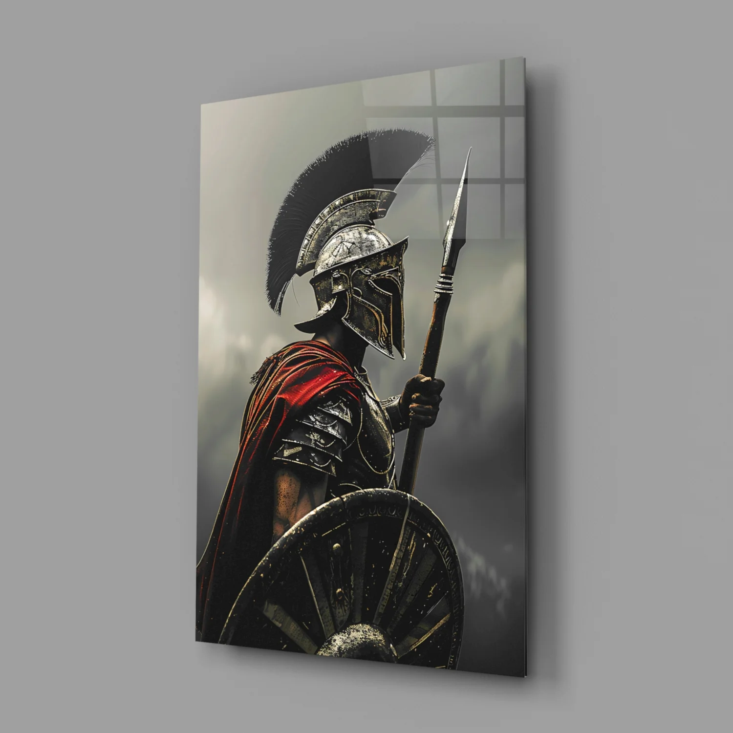 Realistic Spartan Warrior Glass Wall Art - Image 3