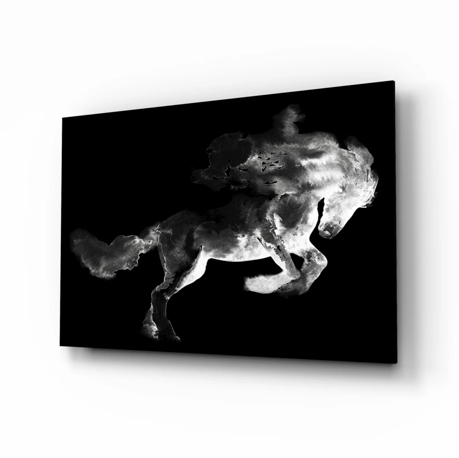 Rearing Smoke Horse Glass Wall Art - Image 2