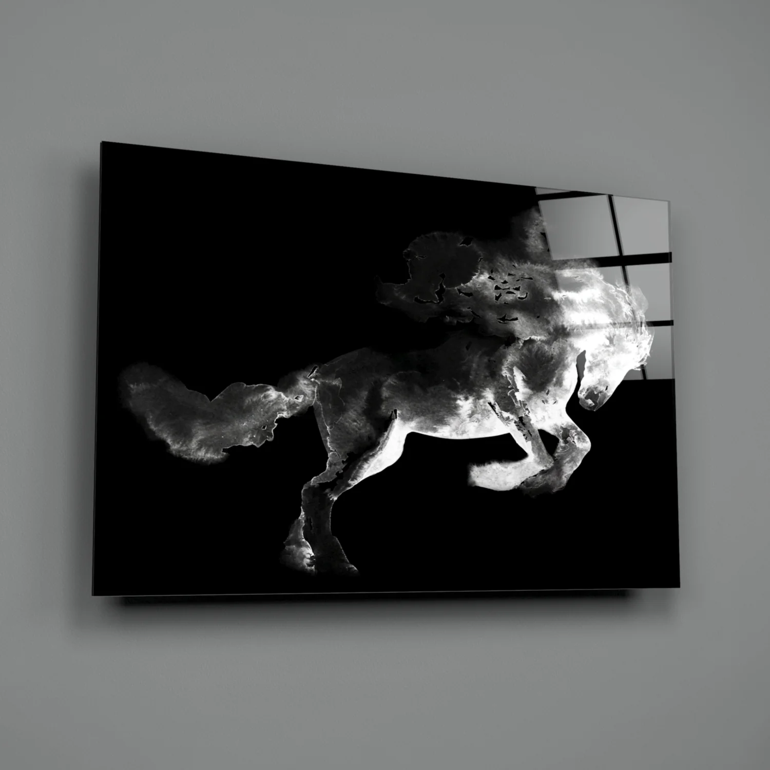 Rearing Smoke Horse Glass Wall Art - Image 3