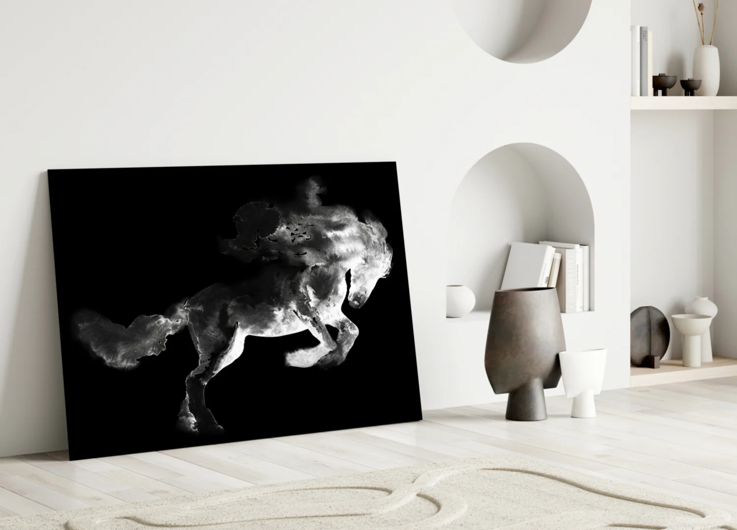 Rearing Smoke Horse Glass Wall Art - Image 4