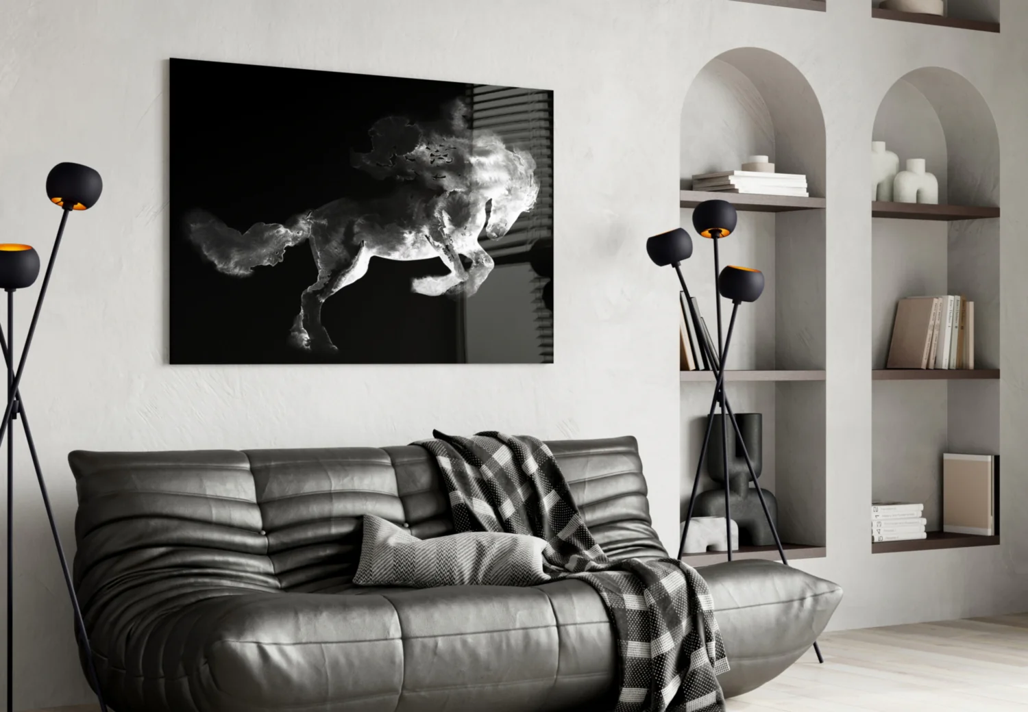 Rearing Smoke Horse Glass Wall Art - Image 5