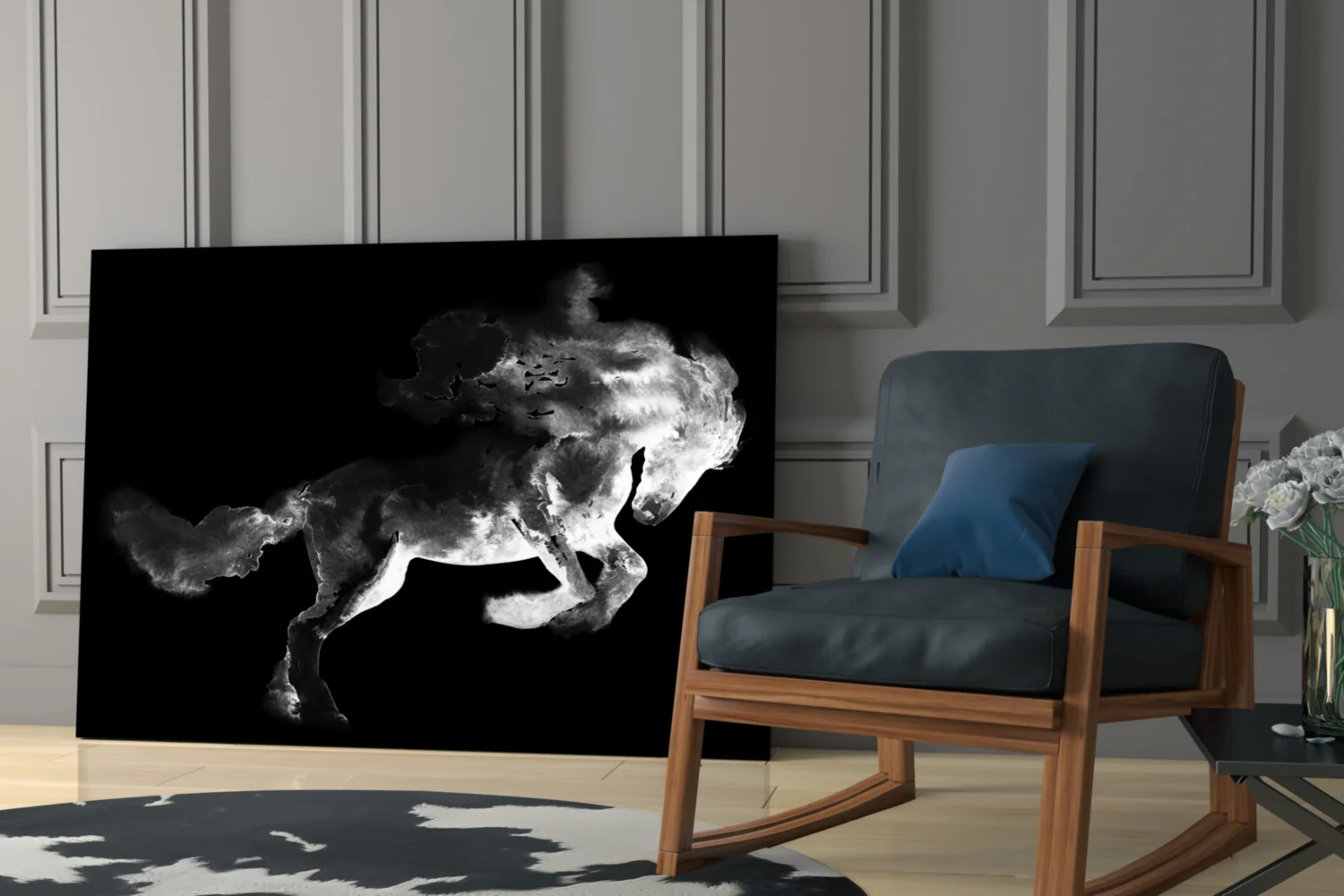Rearing Smoke Horse Glass Wall Art - Image 7