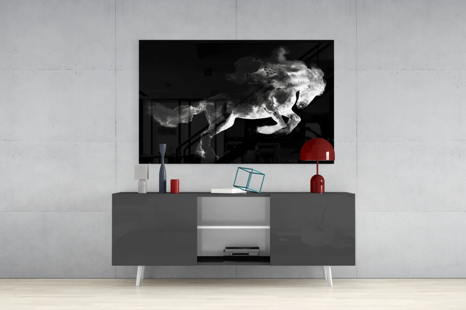 Rearing Smoke Horse Glass Wall Art - Image 9