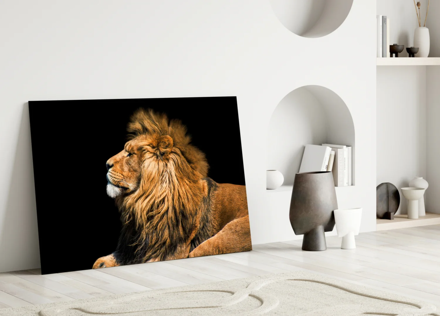 Reclining Golden Lion Profile Glass Wall Art - Image 3