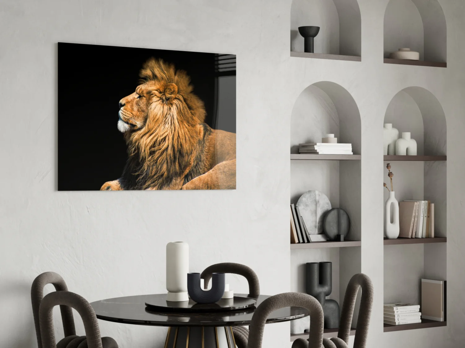 Reclining Golden Lion Profile Glass Wall Art - Image 5