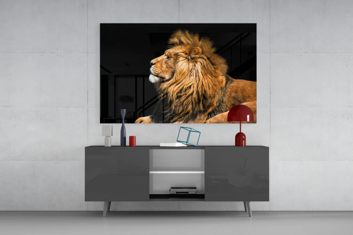 Reclining Golden Lion Profile Glass Wall Art - Image 8