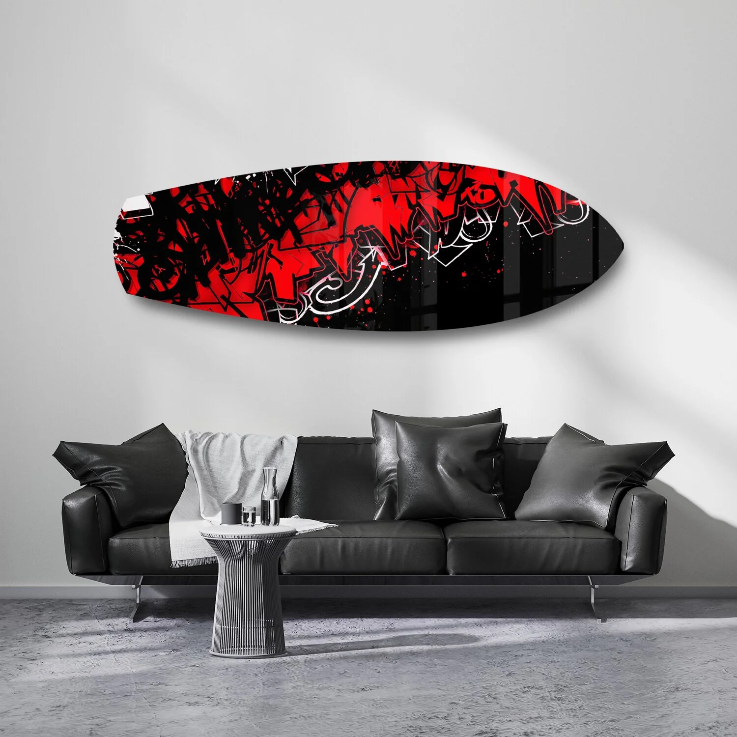 Red and Black Street Graffiti Glass Wall Art - Image 7