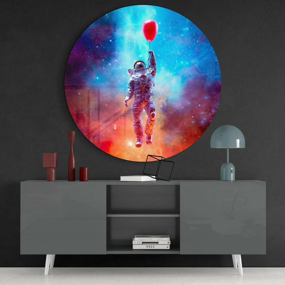 Red Balloon City Astronaut Glass Wall Art - Image 4