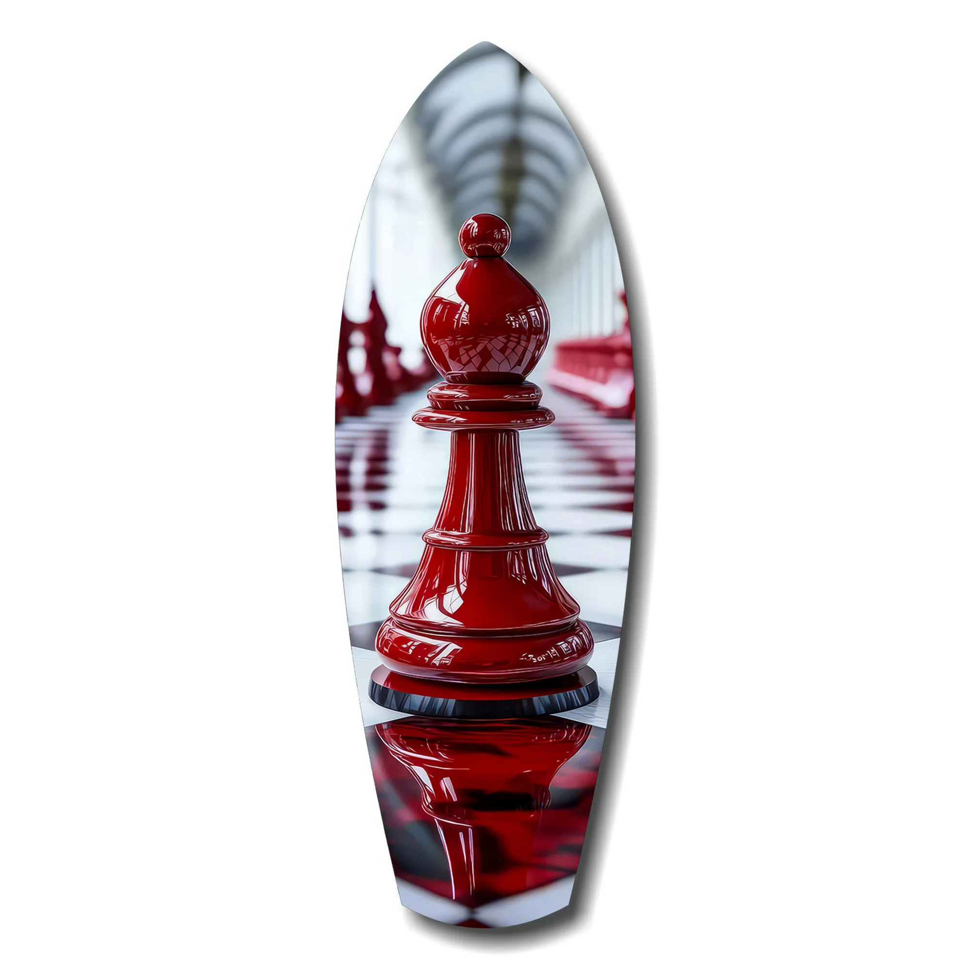 Red Bishop Chess Piece Strategy Glass Wall Art - Image 7