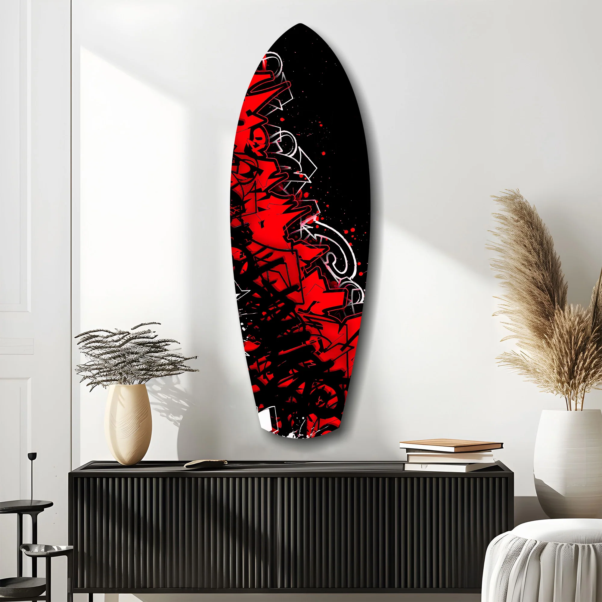 Red Black Graffiti Street Art Glass Wall Art - Image 10