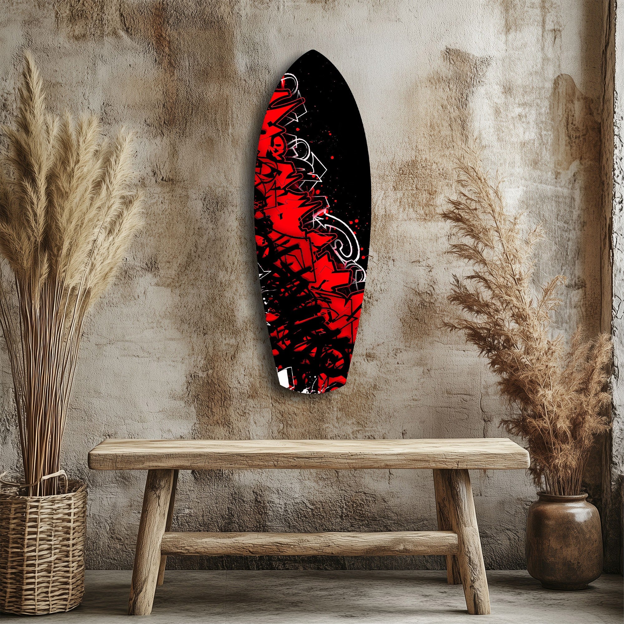 Red Black Graffiti Street Art Glass Wall Art - Image 3