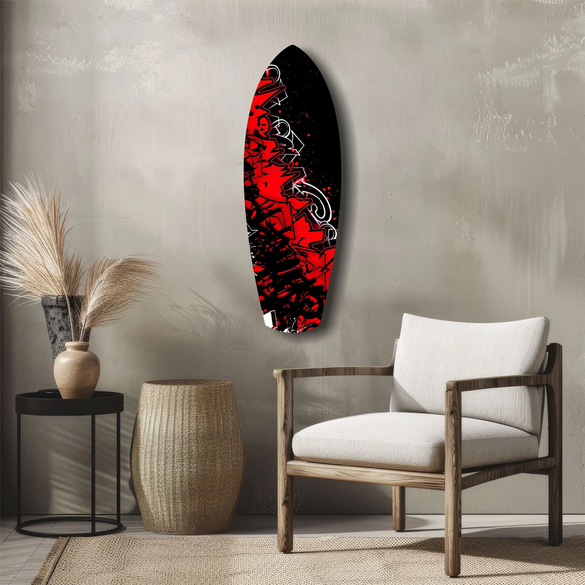 Red Black Graffiti Street Art Glass Wall Art - Image 5