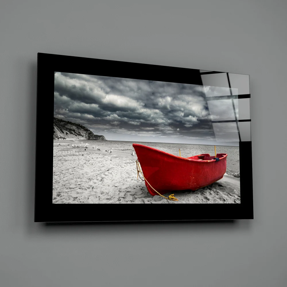 Red Boat Glass Wall Art - Image 2